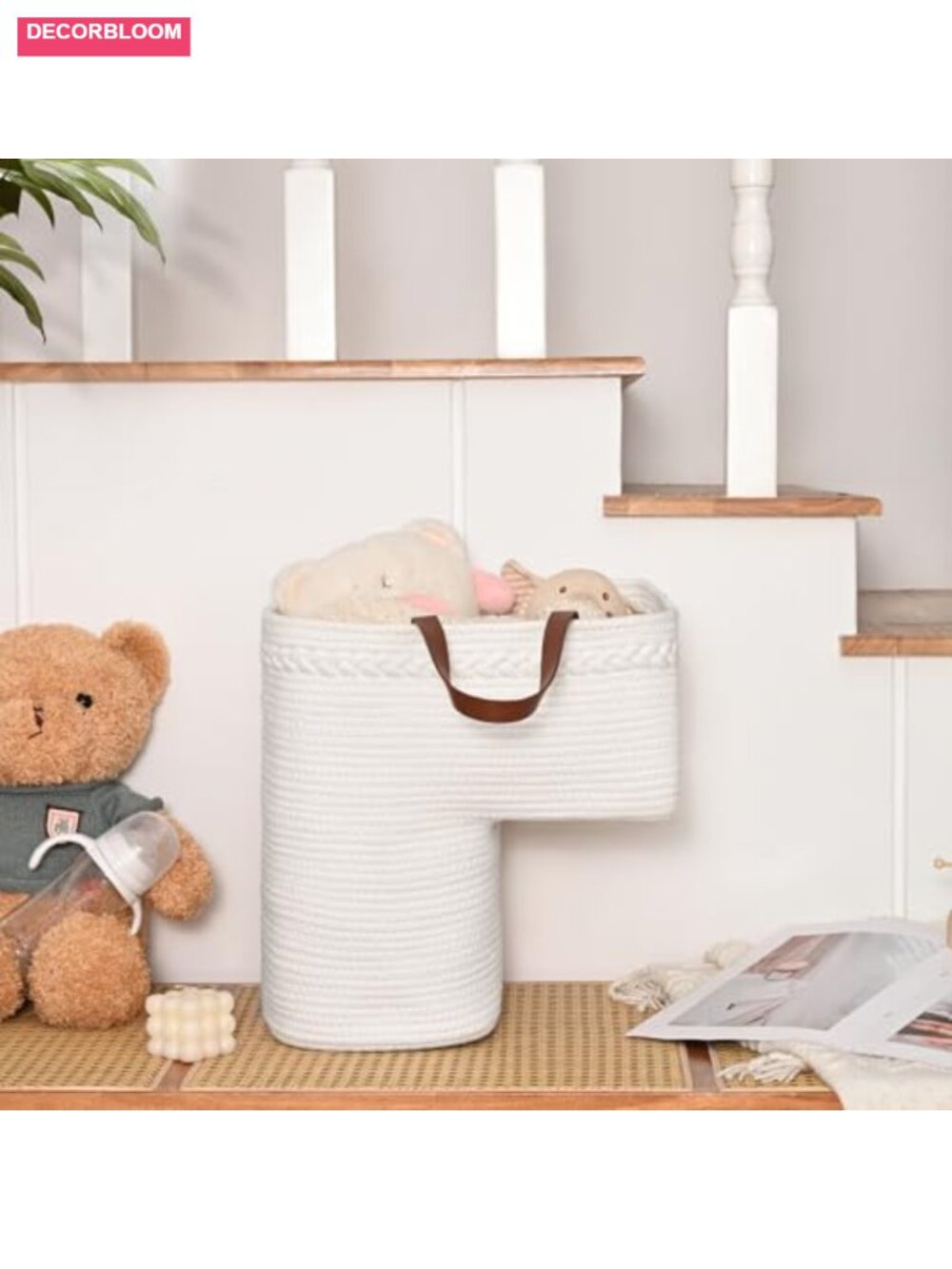 Woven Stair Basket with Handles, Cotton Rope Storage for Toys & Books, Toddler - Picture 2 of 6